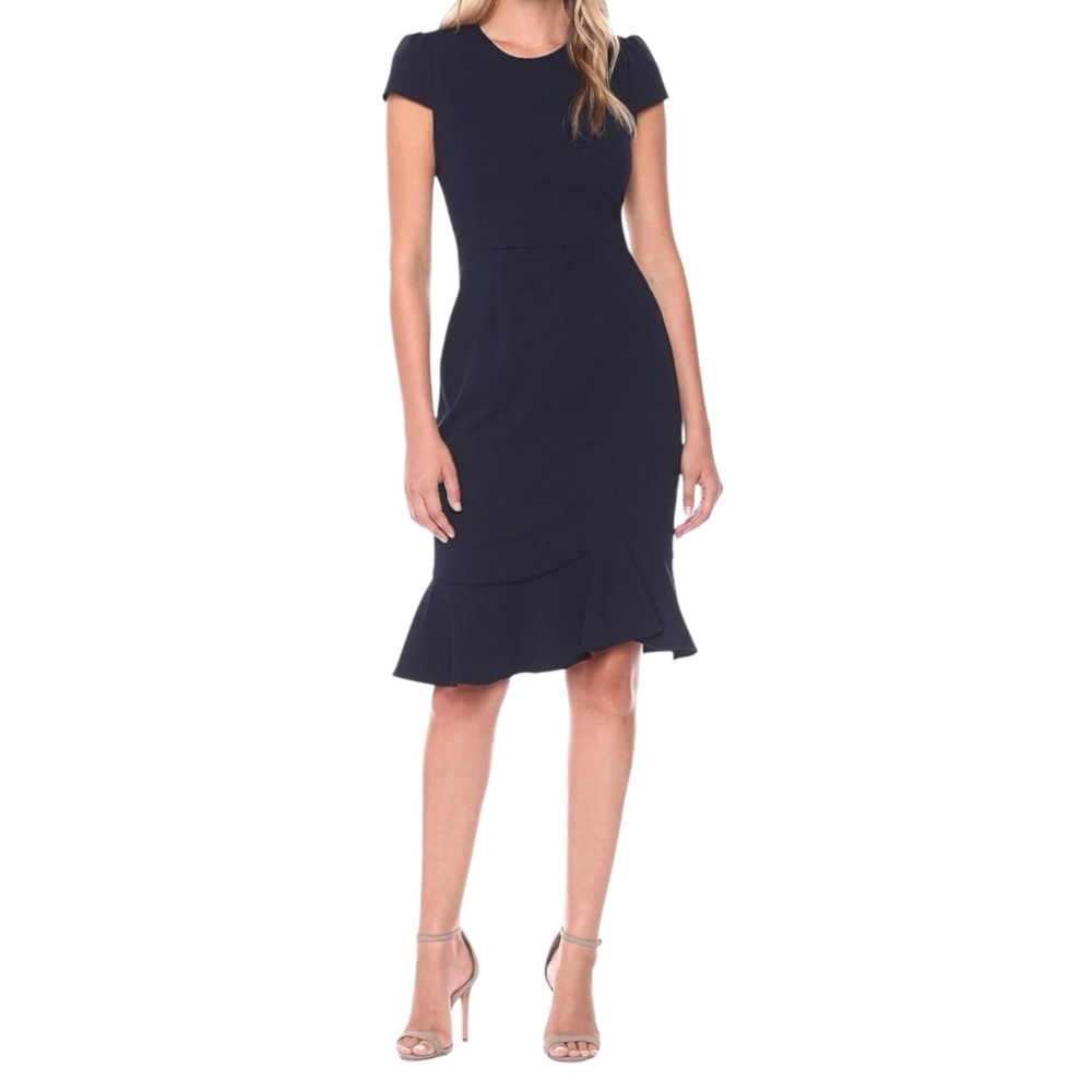 Betsey Johnson puff sleeve scuba crepe dress LBD black nwt size 8 - Picture 10 of 10